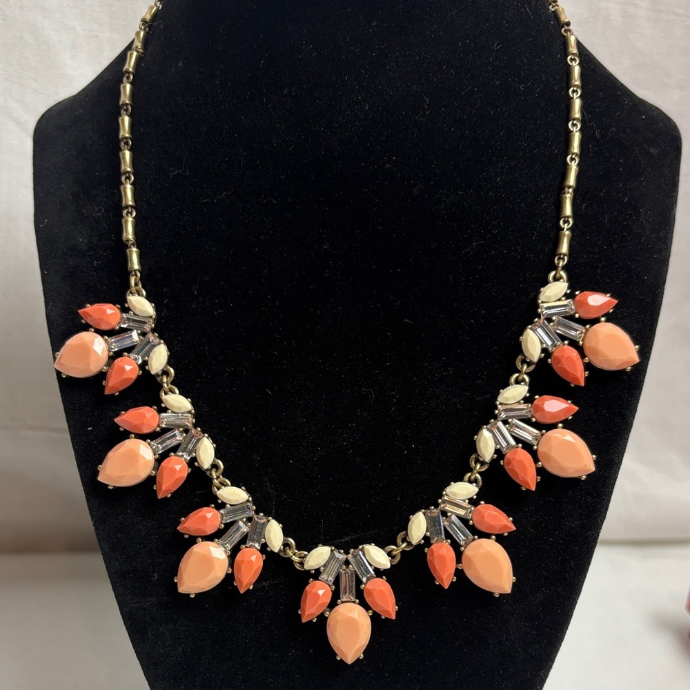 LOFT Vibrant Coral and Cream Necklace